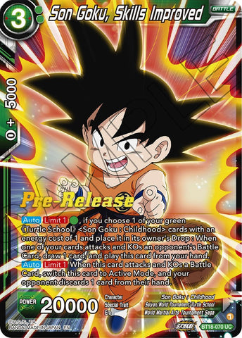Son Goku, Skills Improved (BT18-070) [Dawn of the Z-Legends Prerelease Promos] 