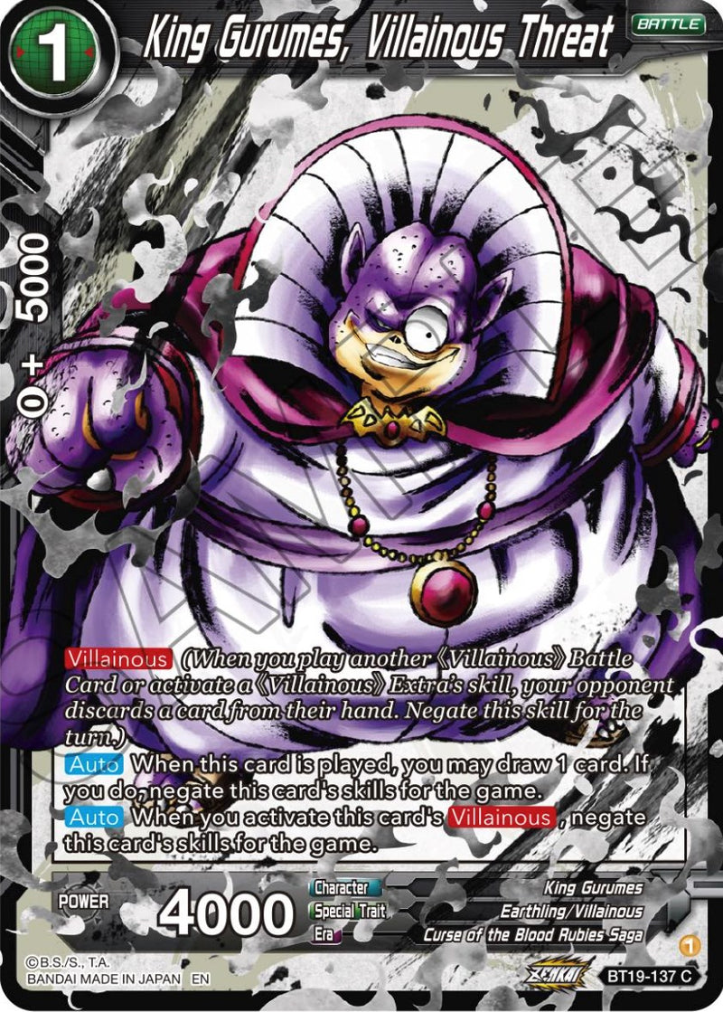 King Gurumes, Villainous Threat (BT19-137) [Fighter's Ambition]