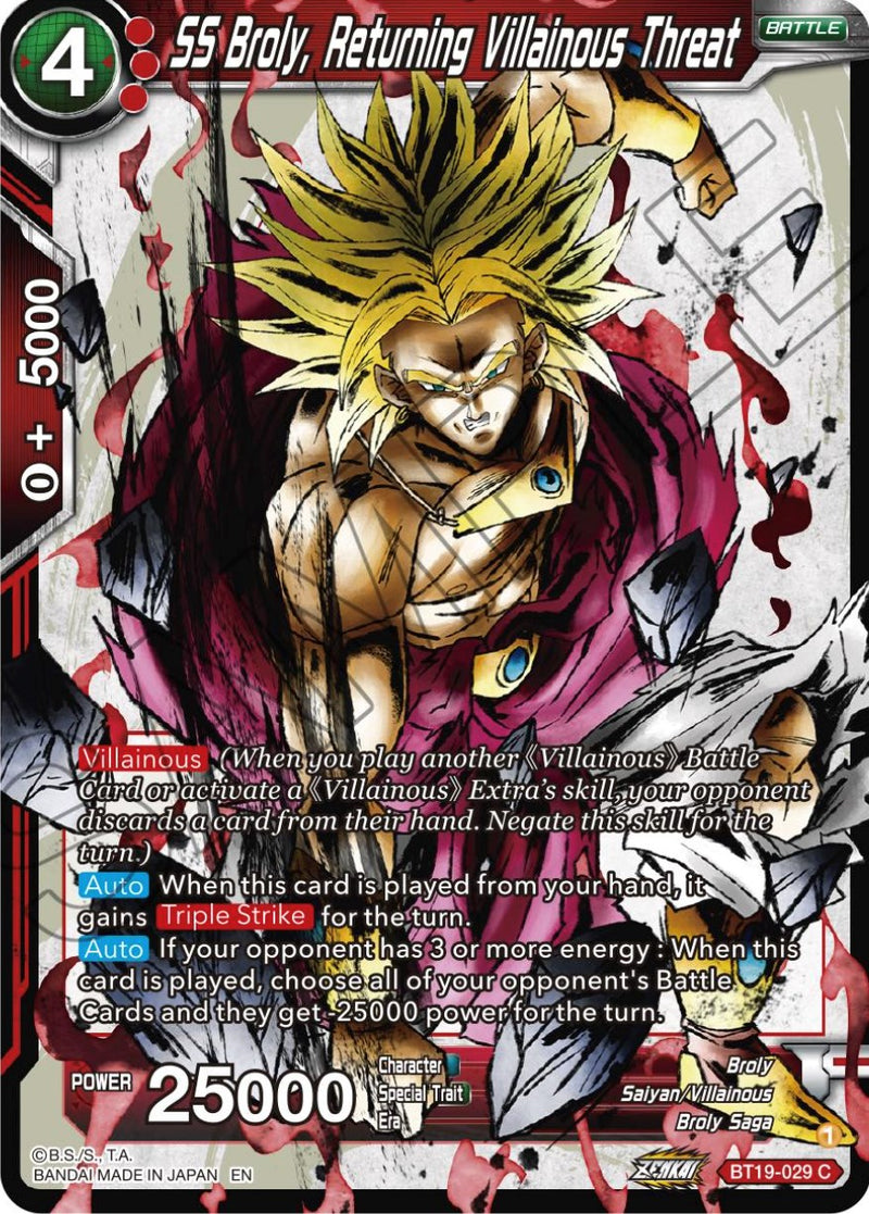 SS Broly, Returning Villainous Threat (BT19-029) [Fighter's Ambition]