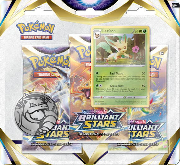 Pokemon - Brilliant Stars - Leafeon - 3 Pack Blister