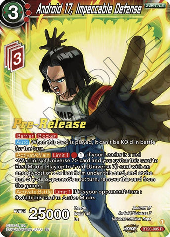 Android 17, Impeccable Defense (BT20-005) [Power Absorbed Prerelease Promos] 