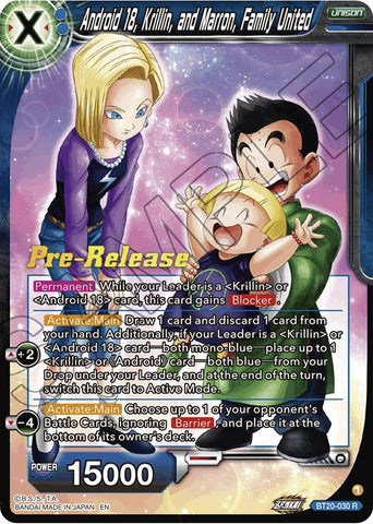 Android 18, Krillin, and Maron, Family United (BT20-030) [Power Absorbed Prerelease Promos] 