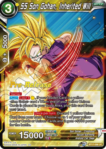 SS Son Gohan, Inherited Will (BT17-096) [Ultimate Squad Prerelease Promos] 