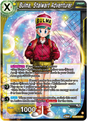 Bulma, Stalwart Adventurer (SD20-03) [Dawn of the Z-Legends] 