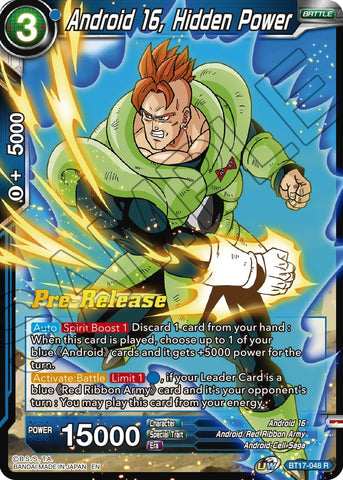 Android 16, Hidden Power (BT17-048) [Ultimate Squad Prerelease Promos] 