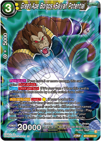 Great Ape Borgos, Saiyan Potential (BT18-104) [Dawn of the Z-Legends] 