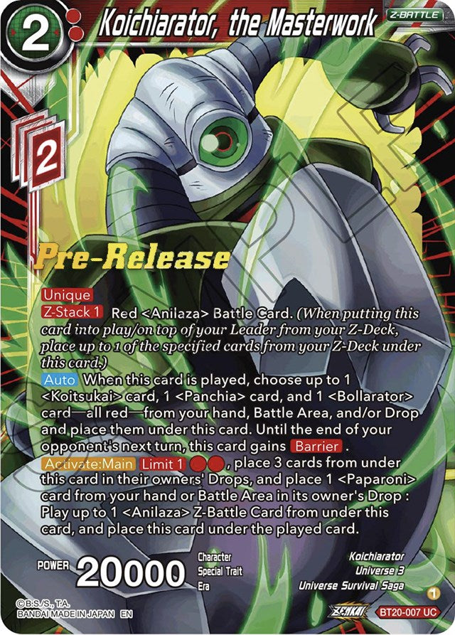 Koichiarator, the Masterwork (BT20-007) [Power Absorbed Prerelease Promos] 
