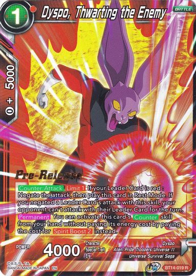 Dyspo, Thwarting the Enemy (BT14-019) [Cross Spirits Prerelease Promos]