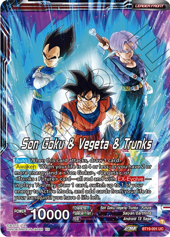 Son Goku &amp; Vegeta &amp; Trunks // SS Son Goku, SS Vegeta, &amp; SS Trunks, the Ultimate Team (BT19-001) [Fighter's Ambition] 