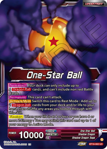 One-Star Ball // Syn Shenron, Despair Made Manifest (BT18-002) [Dawn of the Z-Legends] 