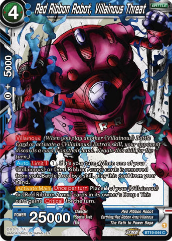 Red Ribbon Robot, Villainous threat (BT19-044) [Fighter's Ambition] 