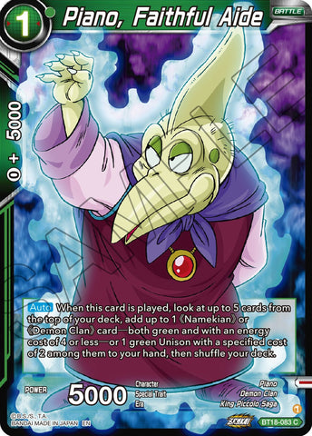 Piano, Faithful Aide (BT18-083) [Dawn of the Z-Legends] 
