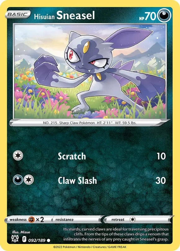 Hisuian Sneasel (092/189) (Theme Deck Exclusive) [Sword & Shield: Astral Radiance]
