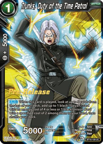 Trunks, Duty of the Time Patrol (BT16-109) [Realm of the Gods Prerelease Promos] 