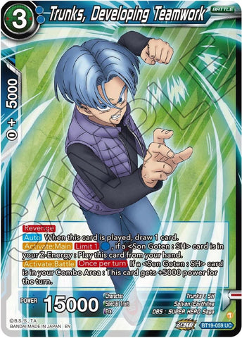 Trunks, Developing Teamwork (BT19-059) [Fighter's Ambition] 