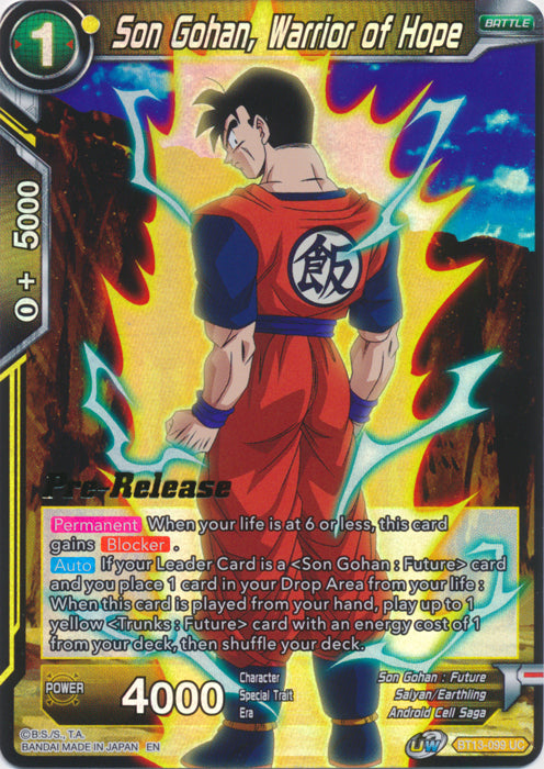 Son Gohan, Warrior of Hope (BT13-099) [Supreme Rivalry Prerelease Promos]