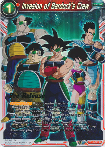 Invasion of Bardock's Crew (BT13-027) [Supreme Rivalry Prerelease Promos] 