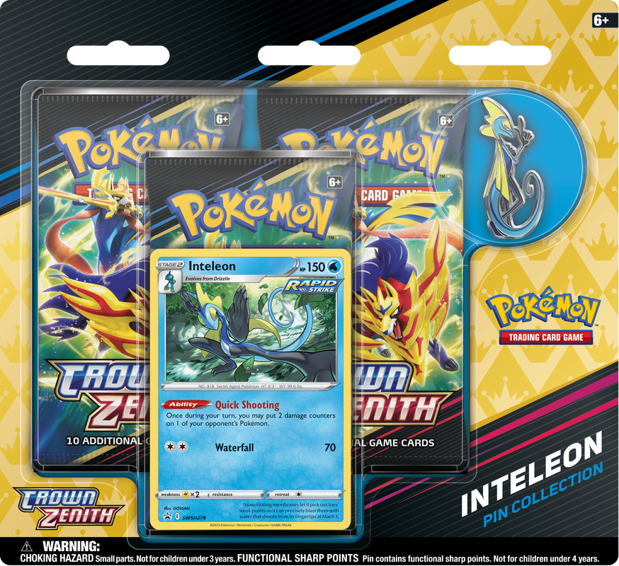 Pokemon - Crown Zenith - Inteleon Pin Collection - 3 Pack Blister