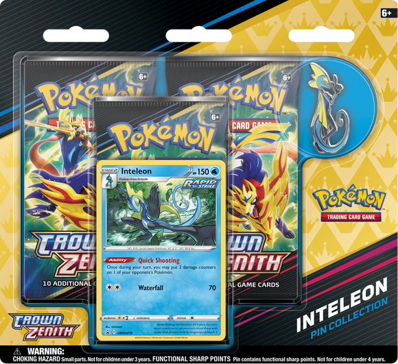 Pokemon - Crown Zenith - Inteleon Pin Collection - 3 Pack Blister